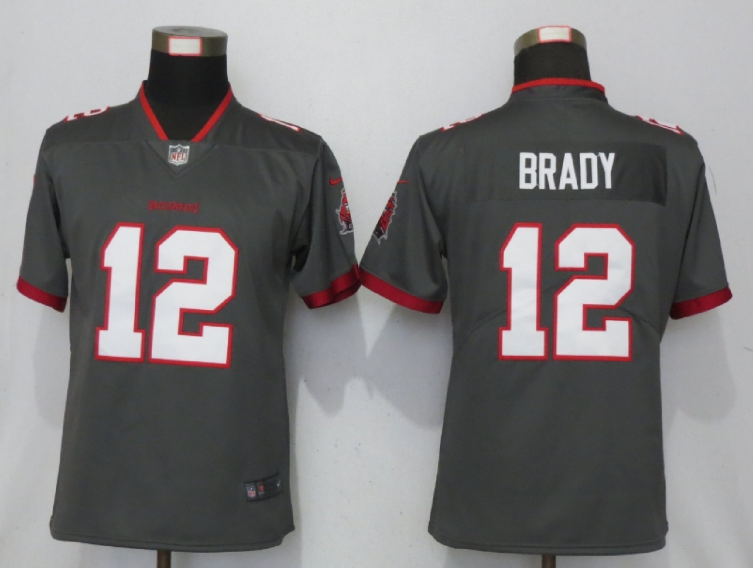 Women New Nike Tampa Bay Buccaneers #12 Brady Nike Pewter Alternate Vapor Elite Playe